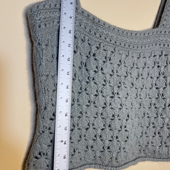 Cashmere Crochet Knit Tank midi Top Grey - Picture 10 of 11